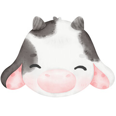 Cute Baby Cow watercolor Illustration