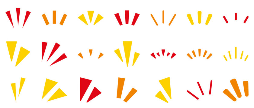 気付き　閃き　アイコン　赤 オレンジ 黄色　セット