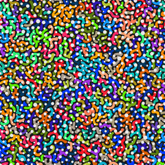 Mixed colored spots seamless mosaic pattern. Hand-drawn lace background