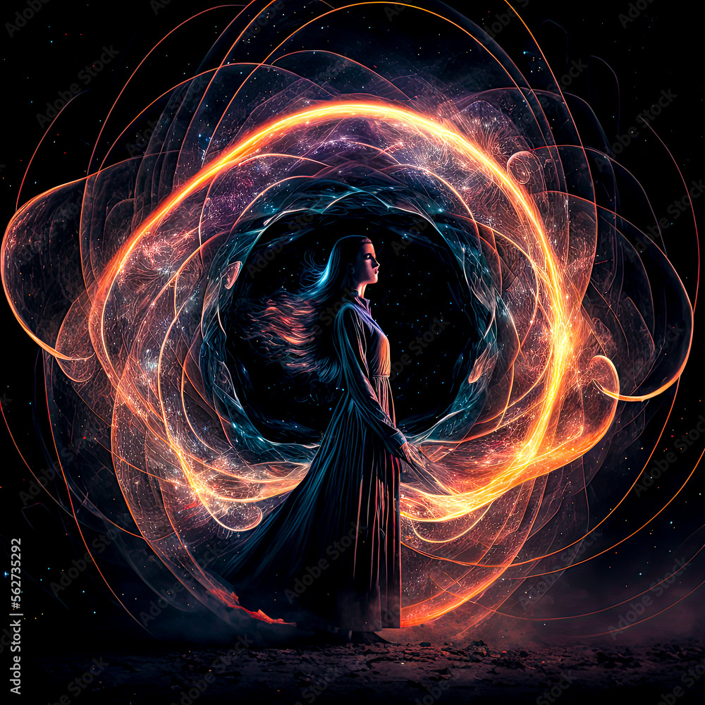 Poster a person with a glowing circle - generative ai