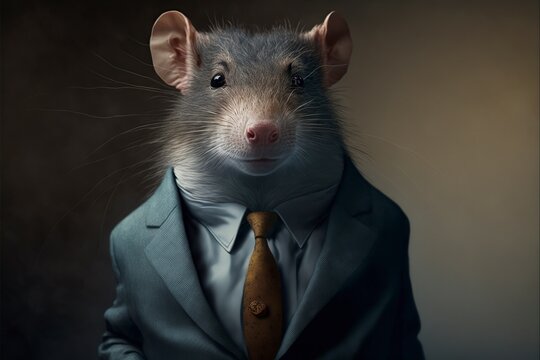 illustration, rat with elegant suit, fantasy, image by AI