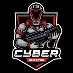 robots cycber shooter mascot esport logo
