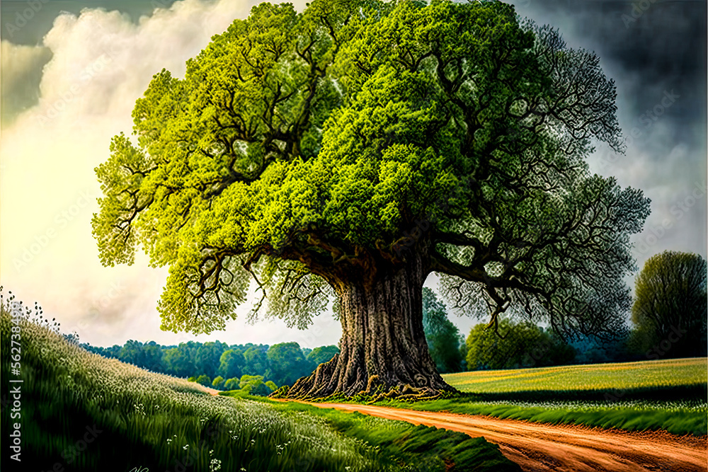 Aufkleber a tree in a field - generative ai