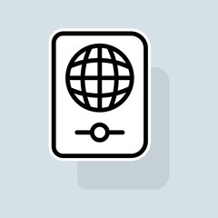 Intercom line icon. Lock, code, buttons, call, entrance, door, apartment, key, magnet. Urbanistics concept. Vector sticker line icon on white background