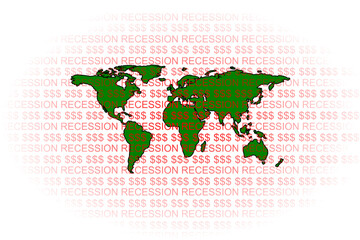 Vector background with dollar sign and inscription recession, weakening dollar, world economic crisis and decline in purchasing power