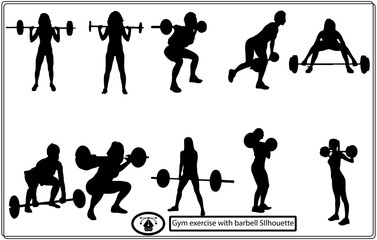 Athletic man and woman with a dumbells. Hand drawn style vector design illustrations.
