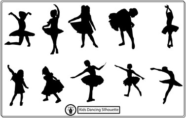 Children dancing street dance silhouette vector
