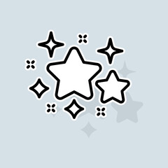 Twinkling stars line icon. Liked, rating, favorites, new year, christmas, rate the service, like, dislike, pie chart, stars. Feedback concept. Vector sticker line icon on white background