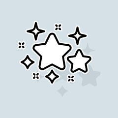 Twinkling stars line icon. Liked, rating, favorites, new year, christmas, rate the service, like, dislike, pie chart, stars. Feedback concept. Vector sticker line icon on white background