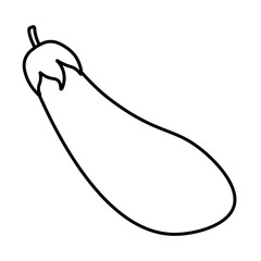 Black Line Eggplant Coloring Page Vegetable Vector Illustration Image on White Background