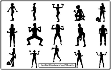 Athletic man and woman with a dumbells. Hand drawn style vector design illustrations.
