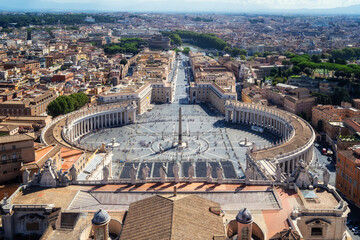 Aerial day view of Saint Peter's Square in Vatican, Rome, Italy