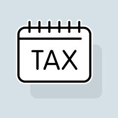 Calendar with tax icon set. Money, pay, payment, bill, banner, taxation, Finance, discount. finance concept. Vector sticker line icon on white background