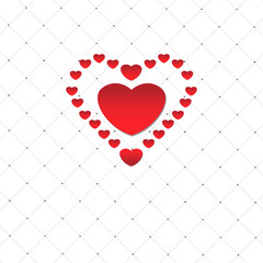 A small heart surrounds a large red heart, Vector illustration