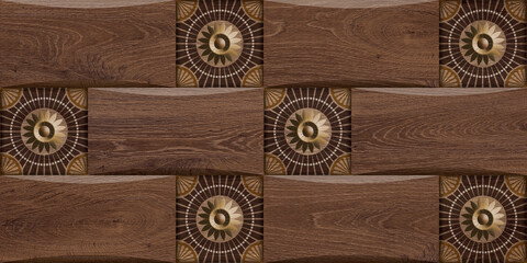 ROYAL SEAMLESS WOODEN PATTERN WITH MANDALA