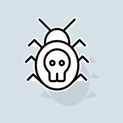 Antivirus line icon. Virus, hacking, trojan horse, antivirus program, hack protection, personal data protection. Security concept. Vector sticker line icon on white background