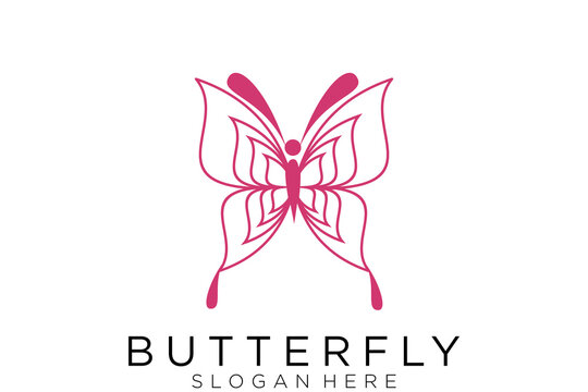 Red Butterfly vector illustration. Business sign template for Beauty