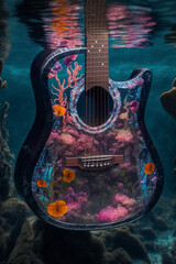 full body, the underwater world is full of interesting shapes and colors. See how Ai helped me see the "foreign coral inside the transparent music studio, high detail, realistic photography