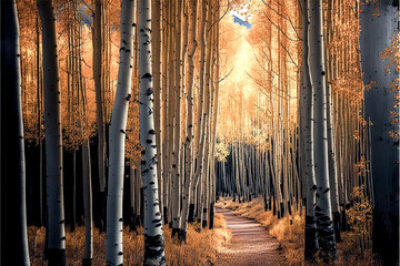Obraz premium a path through a forest - Generative AI