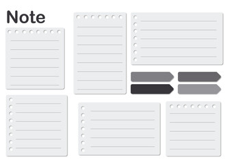 A set of notes collection of minimal blank sticky notes. Vector illustration.
