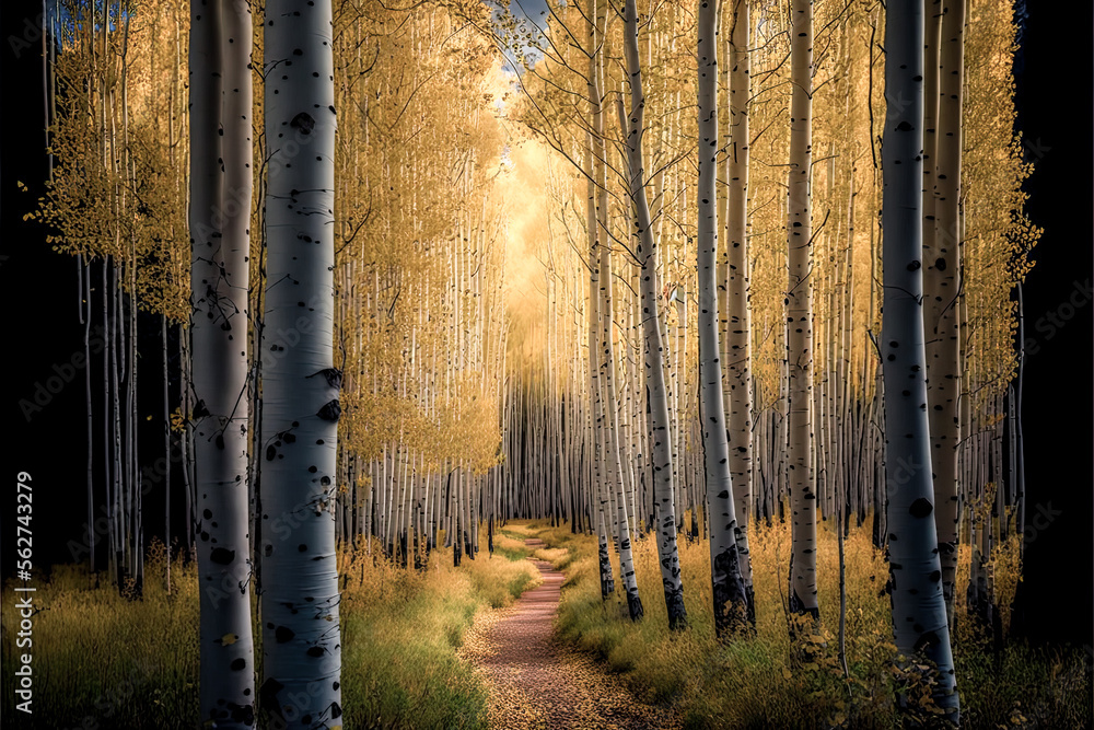 Aufkleber a path through a forest - generative ai