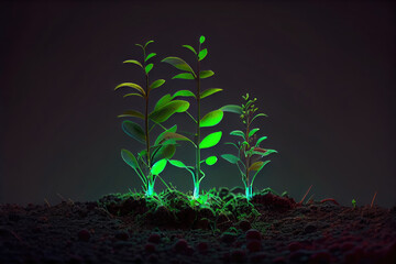 young trees plant growing trees caring for trees trees in nature Generative AI