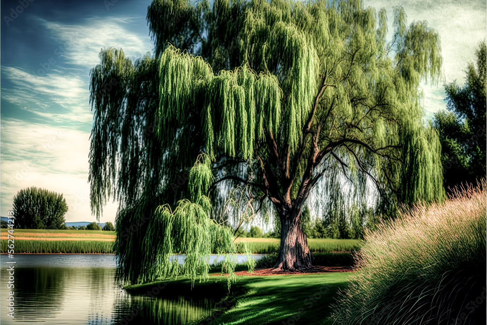 Aufkleber a tree in a pond - generative ai