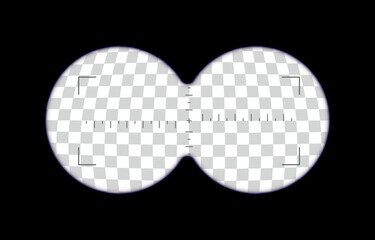 Binoculars spy view. Telescope aim sight, periscope lens view. Vector isolated illustration