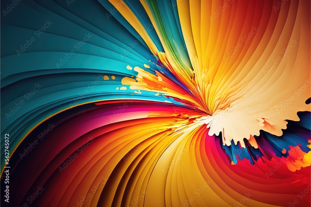 Poster a colorful abstract background with a large swirl of colors on it's side and a white background with