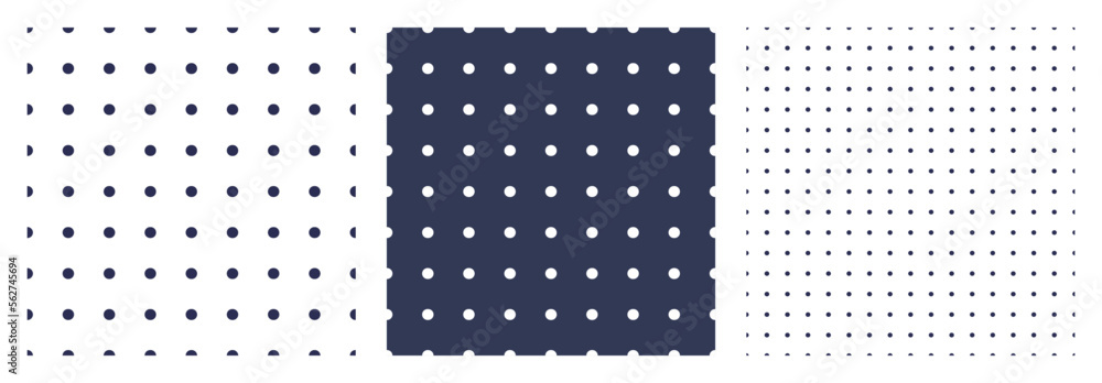 Poster set of polka dots or bullet journal texture. seamless monochrome pattern. dotted background. soft ab