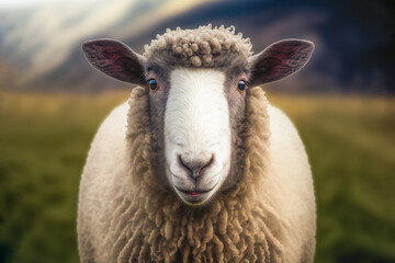 Generative AI illustration of a sheep in the meadow