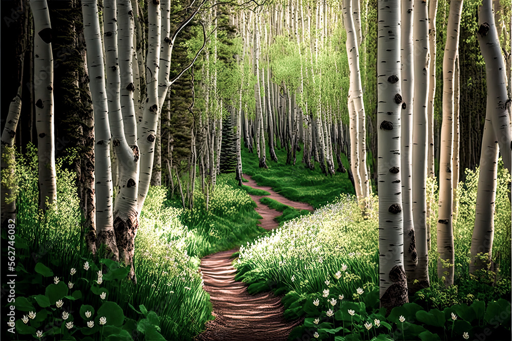 Aufkleber a path through a forest - generative ai