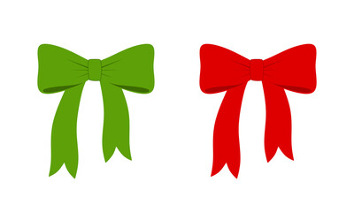 Ribbon illustration. Green Red Christmas Ribbon. christmas Ribbons in flat style. vector illustration