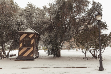 winter city in the snow