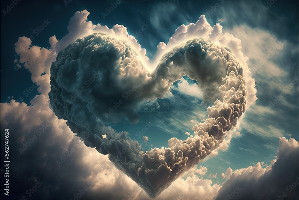 Aufkleber a heart shaped cloud in the sky with a sky background and clouds in the shape of a heart with a sky 
