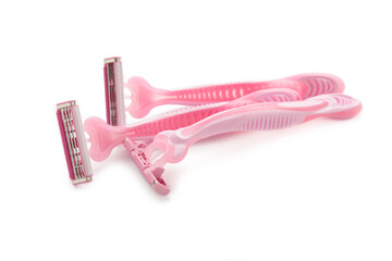 Pink woman razors isolated on a white background.