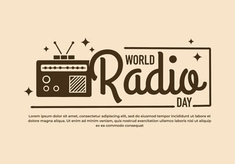 World radio day illustration badge design