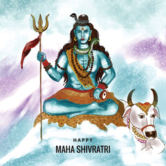 Obraz premium Hindu lord shiva for indian god maha shivratri card celebration background