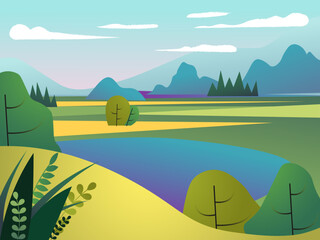 Obraz premium landscape with mountains and trees