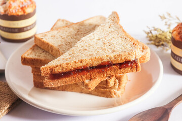 Breads with rasberry jam