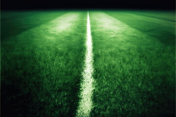 Obraz premium flat lay of green grass background, football field, Made by AI,Artificial intelligence