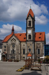 Fototapeta na wymiar Savior Church (kosciol Zbawiciela) in Neo-Romanesque style, evangelical temple. Tarnowskie Gory, Poland.