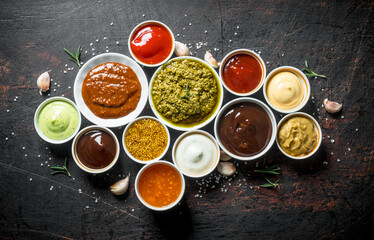 Obraz na płótnie Canvas Variations of delicious sauces.