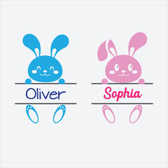 Easter Bunny vector art - bunny collection,  name day vector.