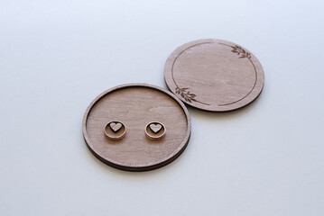 wedding rings in a box on the table