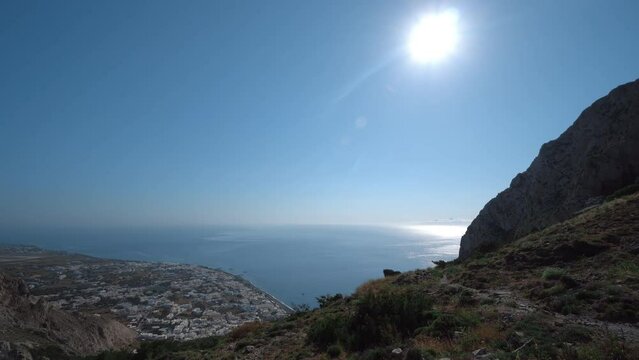 Santorini veiw of Perissa from Ancient Thera viewpoint
