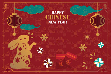 chinese new year celebration background in 2023 year of the rabbit