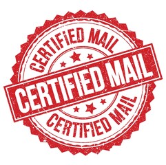 CERTIFIED MAIL text on red round stamp sign
