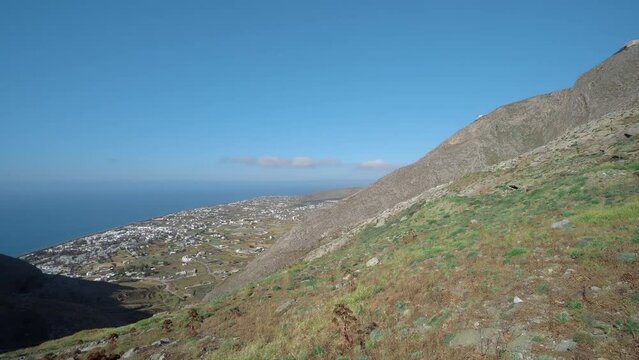  Beautiful aerial view of Perisa village from Ancient Thera