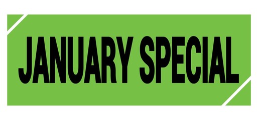 JANUARY SPECIAL text on green-black grungy stamp sign.